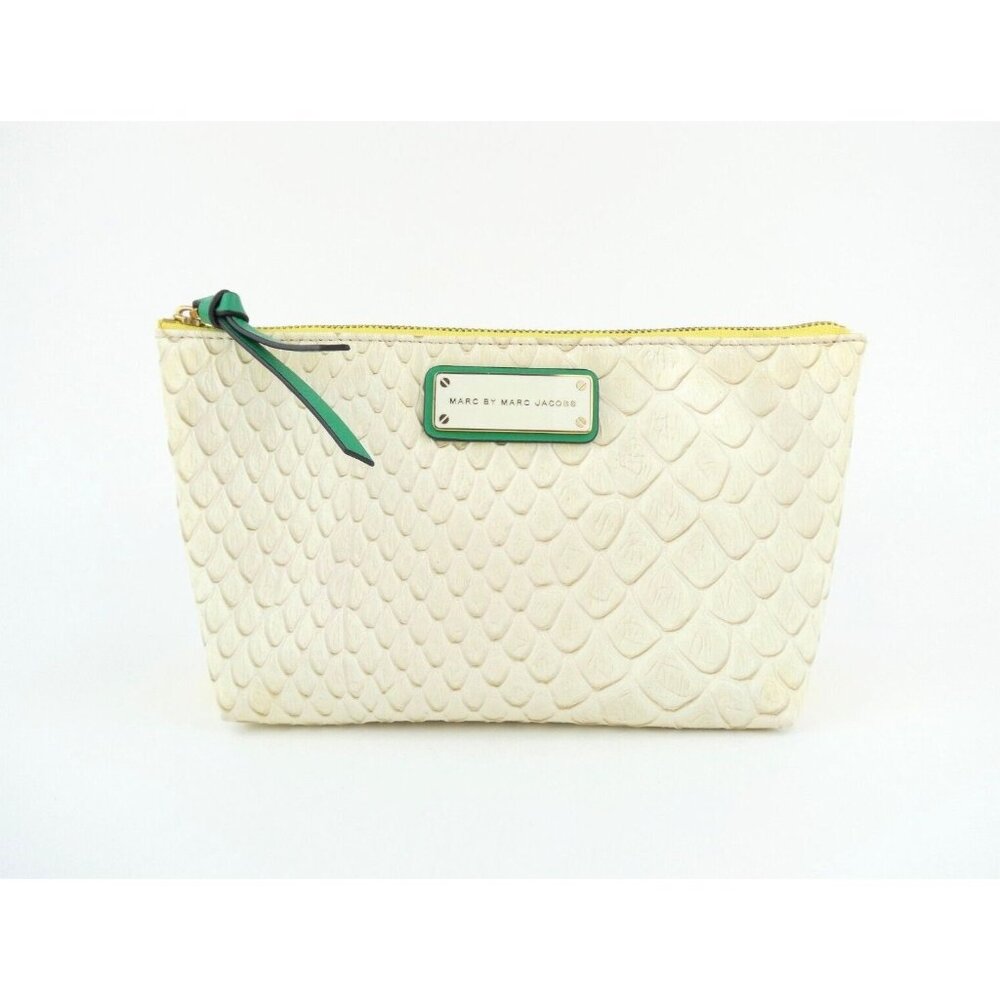 Marc By Marc Jacobs Snake Embossed Natural Yellow Zip Pouch